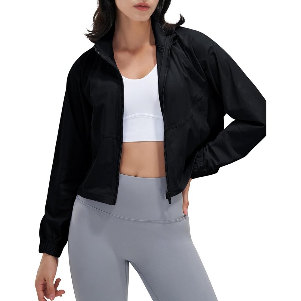 Women’s Athletic Cropped Jacket Polyester Spandex… - image 1